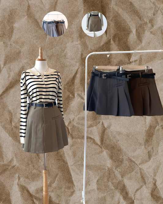 Mia Pleated Skirt (With Belt)