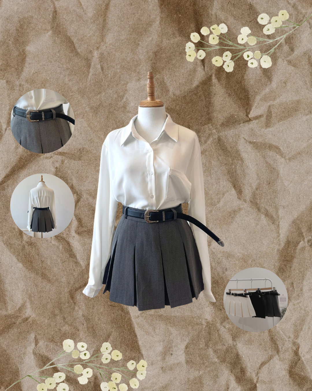 Posie Pleated Skirt (With Belt)